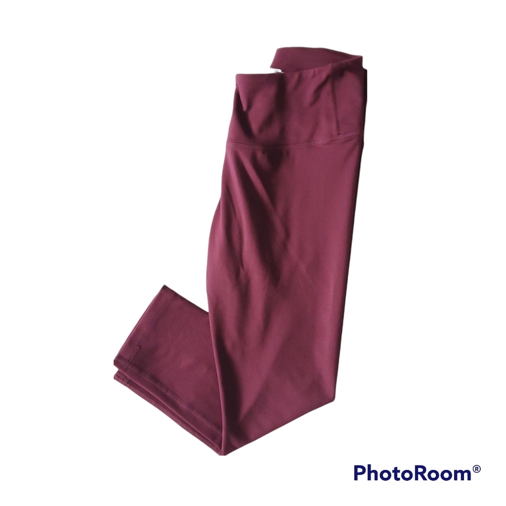 Zella Workout Athletic Maroon Burgundy Cropped Leggings Size Small